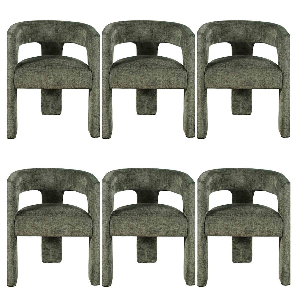 Gwen Modern Luxury Jacquard Fabric Sculpture Armchair - Set of 6. Picture 1