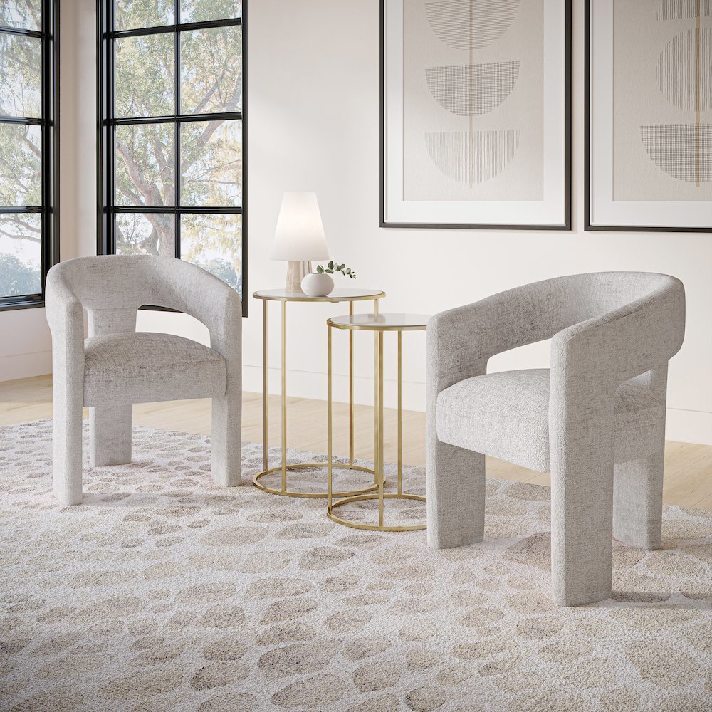 Gwen Modern Luxury Jacquard Fabric Upholstered Sculpture Armchair. Picture 2
