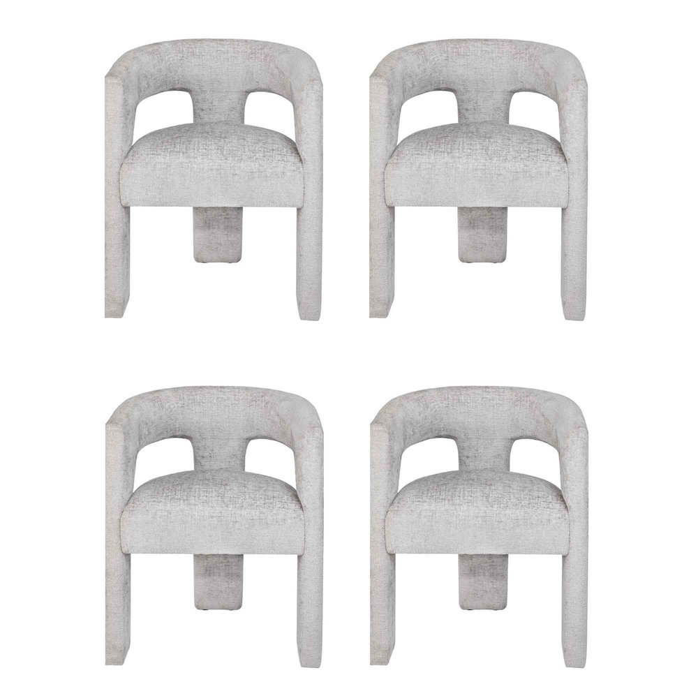 Gwen Modern Luxury Jacquard Fabric Sculpture Armchair - Set of 4. Picture 1