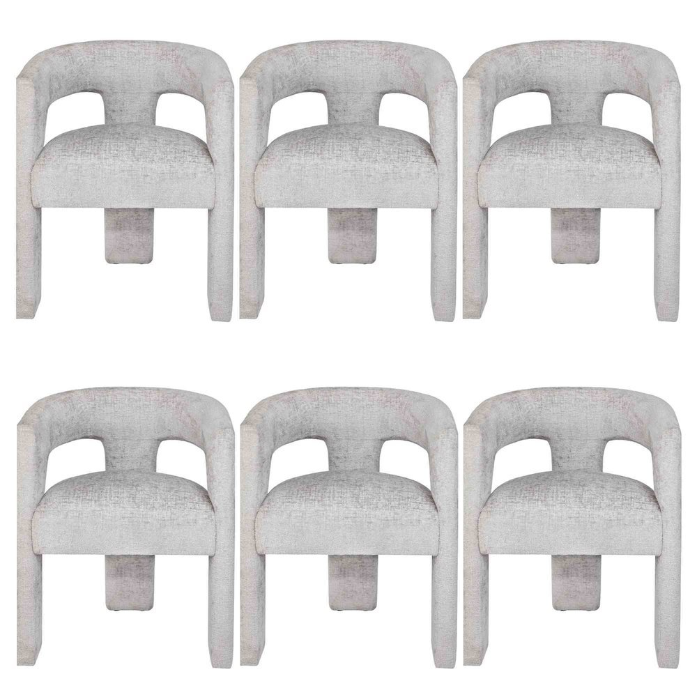 Gwen Modern Luxury Jacquard Fabric Sculpture Armchair - Set of 6. Picture 1
