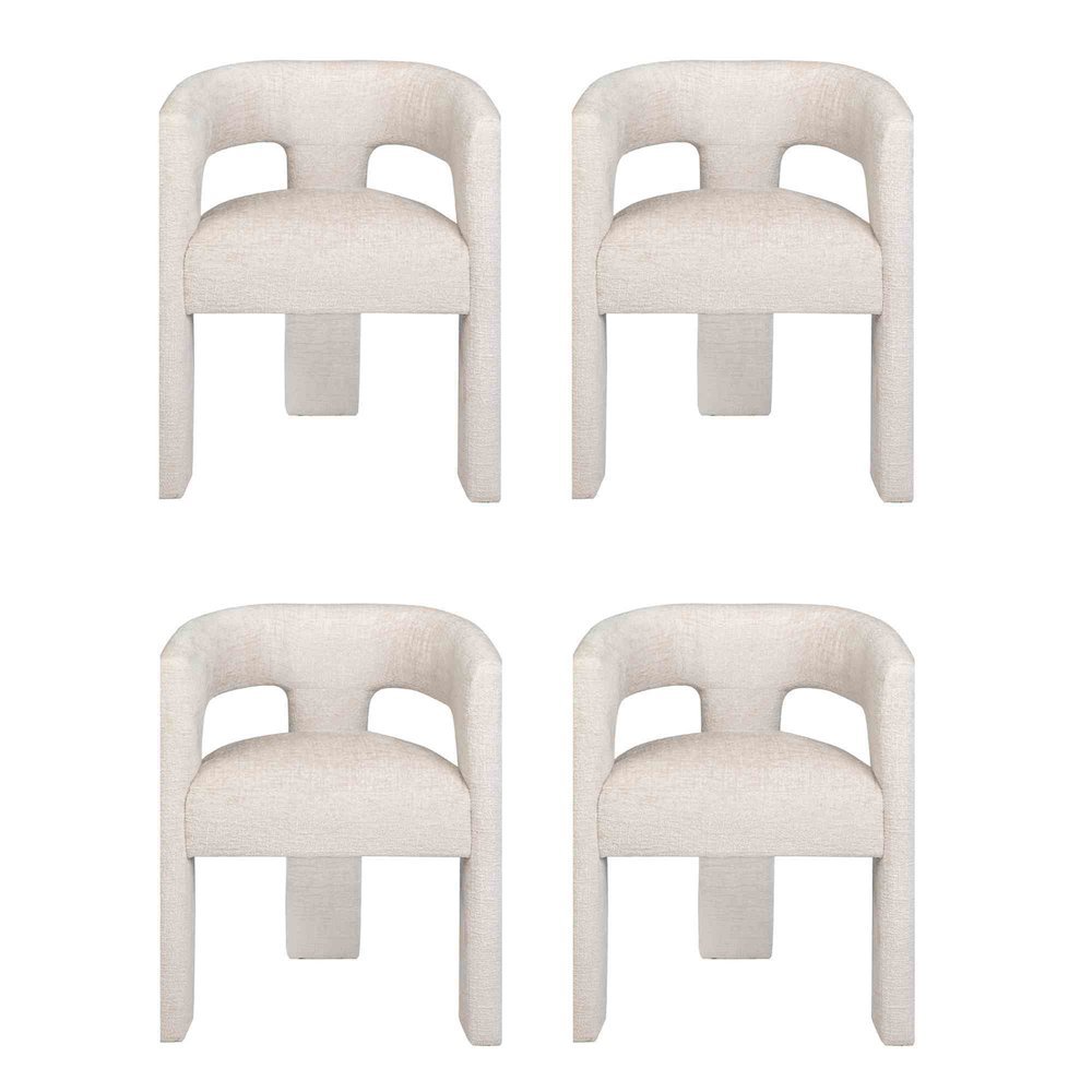 Gwen Modern Luxury Jacquard Fabric Sculpture Armchair - Set of 4. Picture 1
