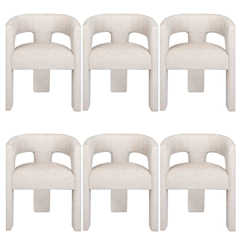Gwen Modern Luxury Jacquard Fabric Sculpture Armchair - Set of 6. Picture 1