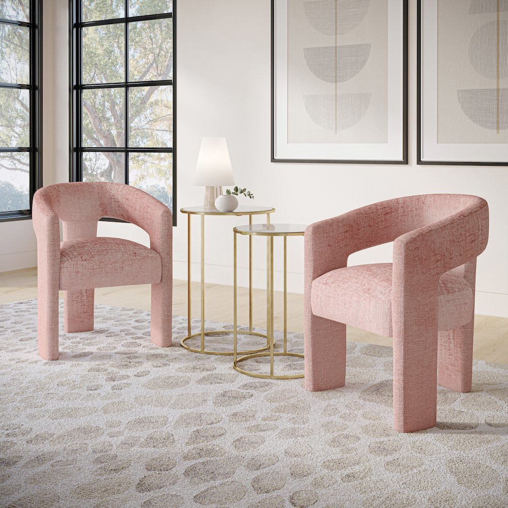 Gwen Modern Luxury Jacquard Fabric Upholstered Sculpture Armchair. Picture 2