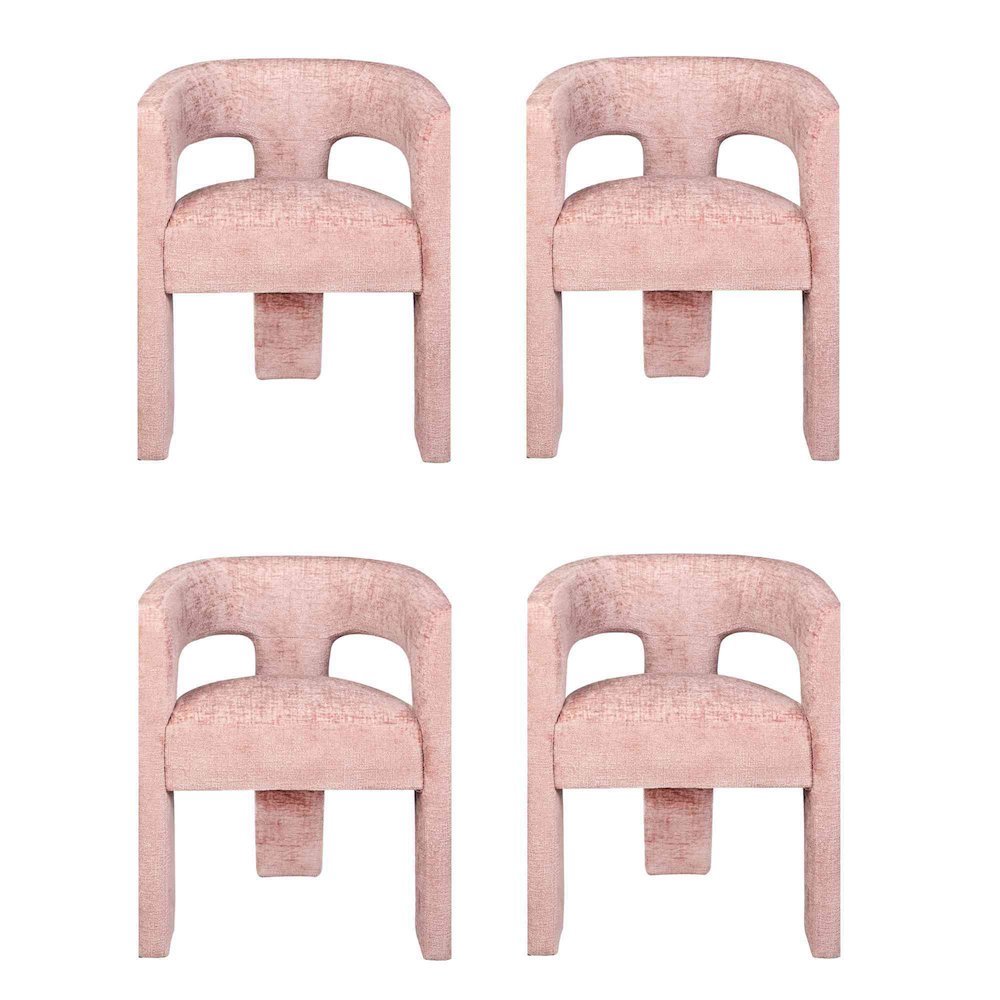 Gwen Modern Luxury Jacquard Fabric Sculpture Armchair - Set of 4. Picture 1