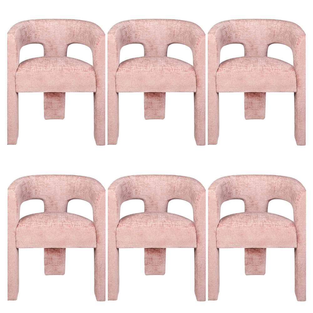 Gwen Modern Luxury Jacquard Fabric Sculpture Armchair - Set of 6. Picture 1