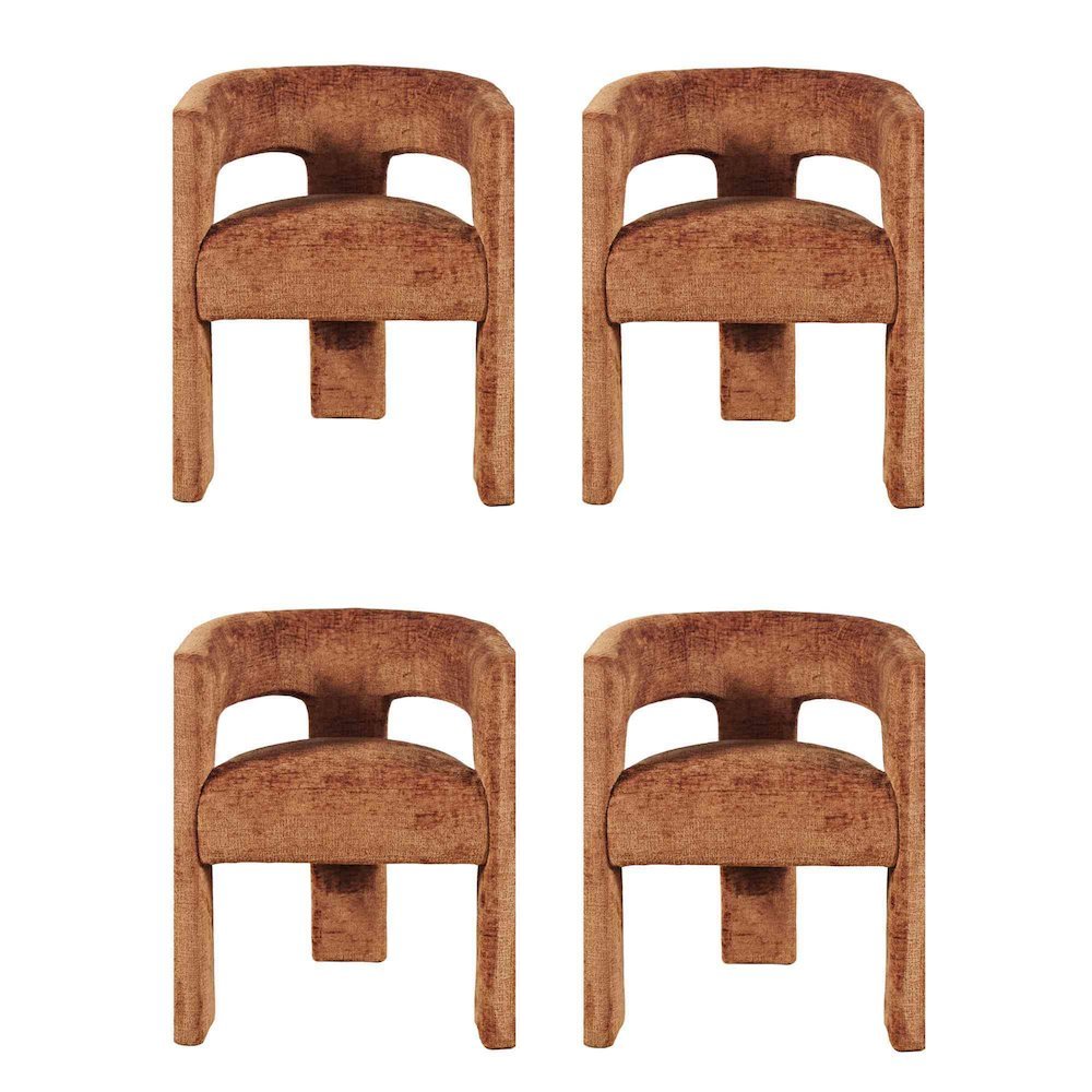 Gwen Modern Luxury Jacquard Fabric Sculpture Armchair - Set of 4. Picture 1