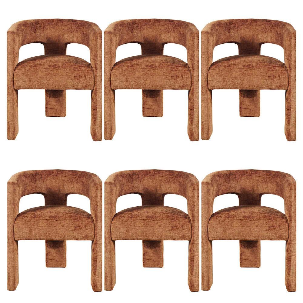 Gwen Modern Luxury Jacquard Fabric Sculpture Armchair - Set of 6. Picture 1