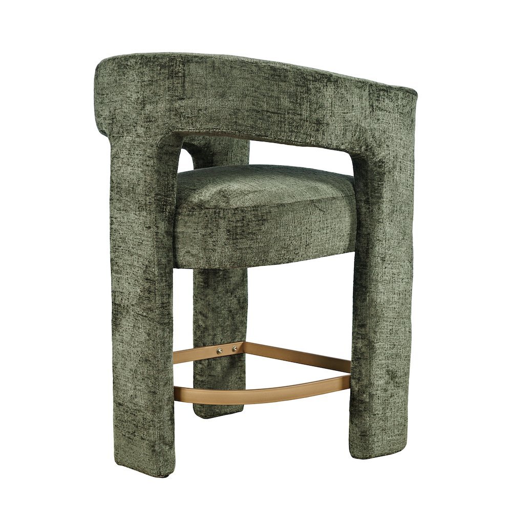 Gwen Modern Luxury Jacquard Fabric Upholstered Sculpture Counter Stool. Picture 6