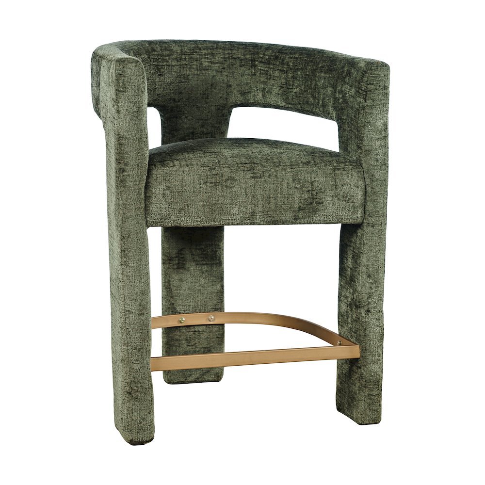 Gwen Modern Luxury Jacquard Fabric Upholstered Sculpture Counter Stool. Picture 4