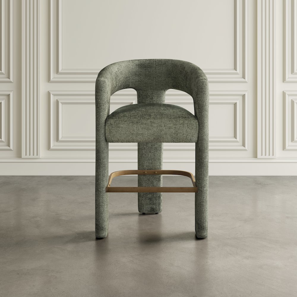 Gwen Modern Luxury Jacquard Fabric Upholstered Sculpture Counter Stool. Picture 8