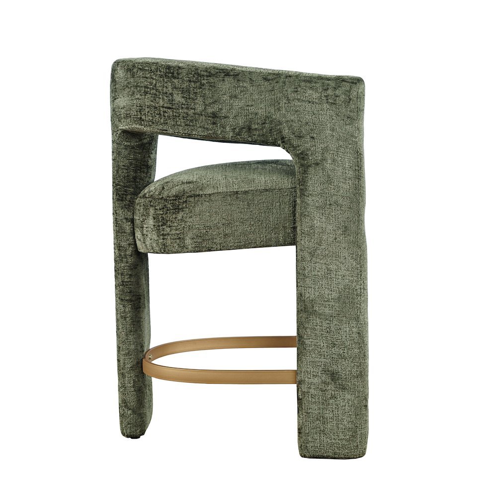 Gwen Modern Luxury Jacquard Fabric Upholstered Sculpture Counter Stool. Picture 5