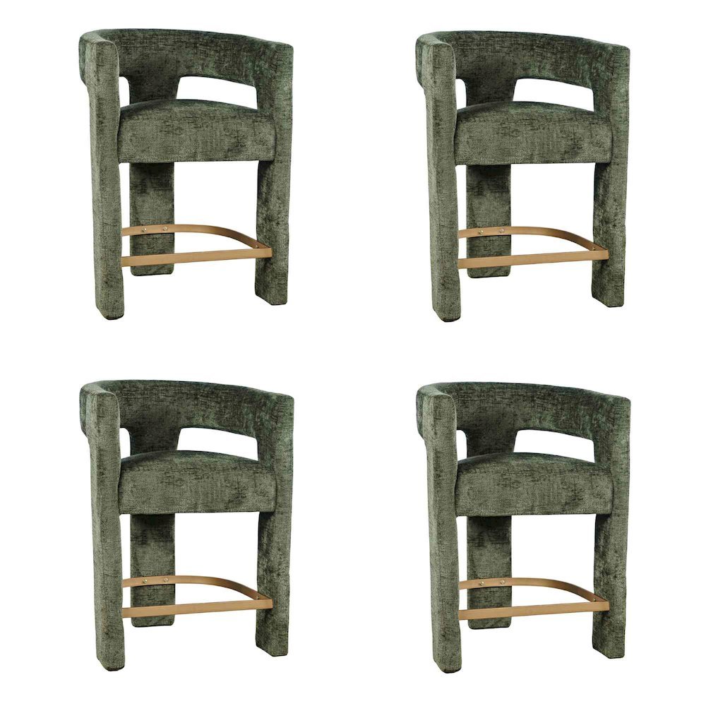 Gwen Modern Luxury Jacquard Fabric Sculpture Counter Stool - Set of 4. Picture 1
