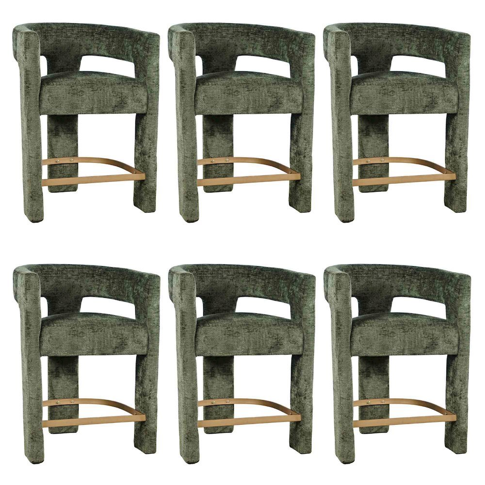 Gwen Modern Luxury Jacquard Fabric Sculpture Counter Stool - Set of 6. Picture 1