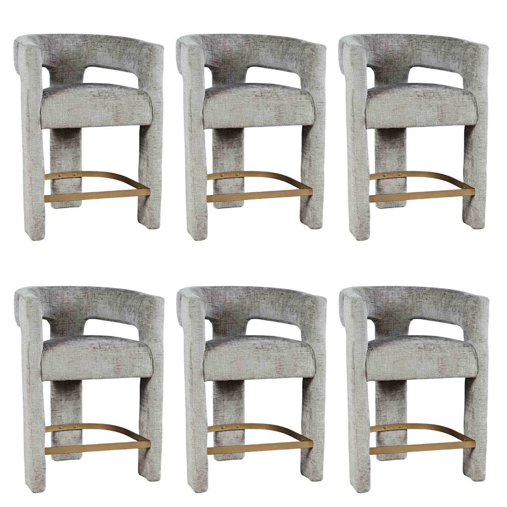Gwen Modern Luxury Jacquard Fabric Sculpture Counter Stool - Set of 6. Picture 1