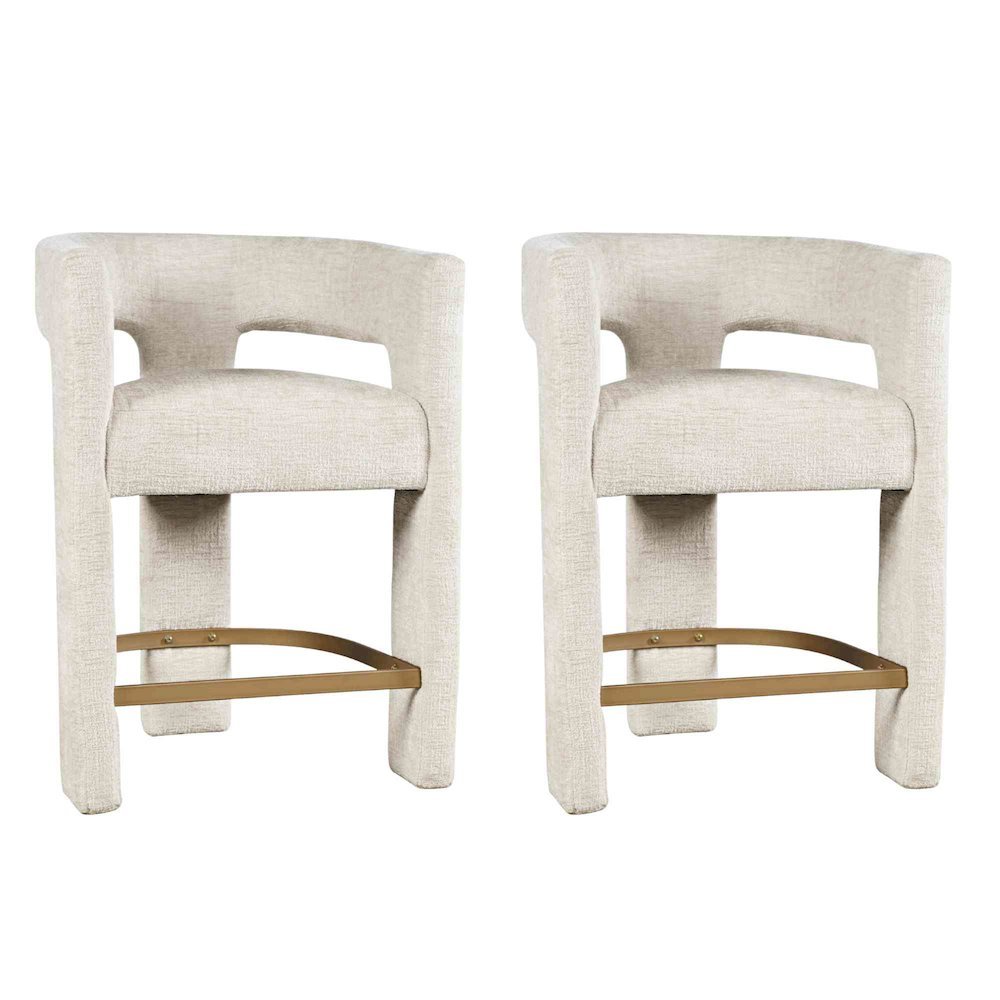 Gwen Modern Luxury Jacquard Fabric Sculpture Counter Stool - Set of 2. Picture 1