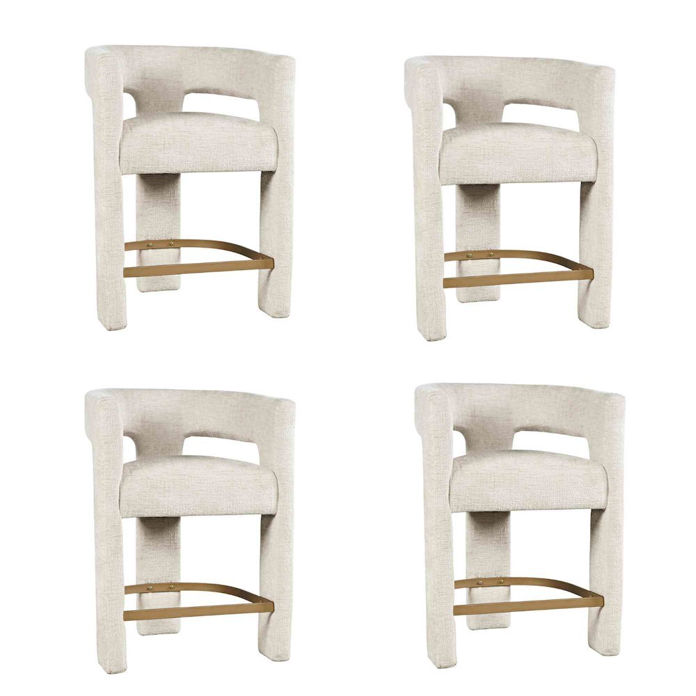 Gwen Modern Luxury Jacquard Fabric Sculpture Counter Stool - Set of 4. Picture 1
