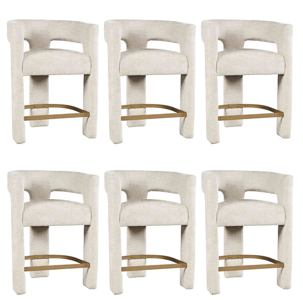 Gwen Modern Luxury Jacquard Fabric Sculpture Counter Stool - Set of 6. Picture 1