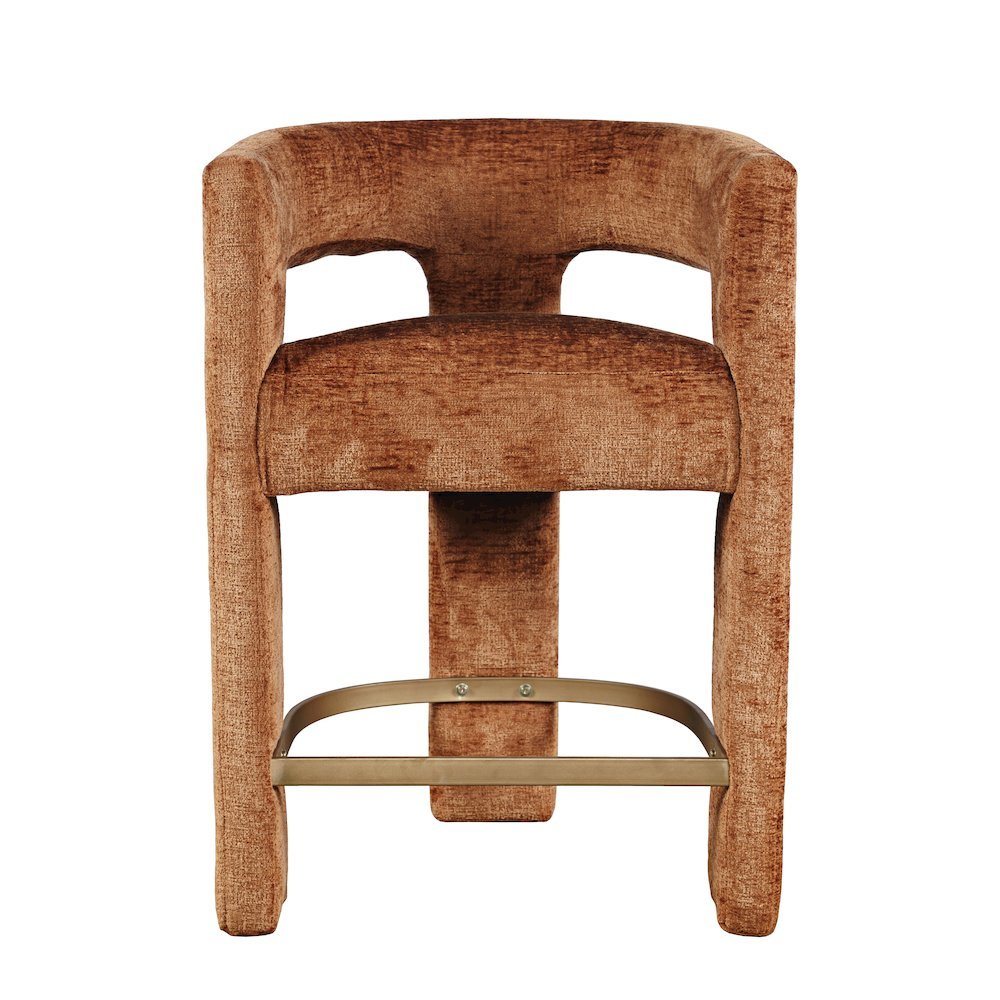 Gwen Modern Luxury Jacquard Fabric Upholstered Sculpture Counter Stool. Picture 1