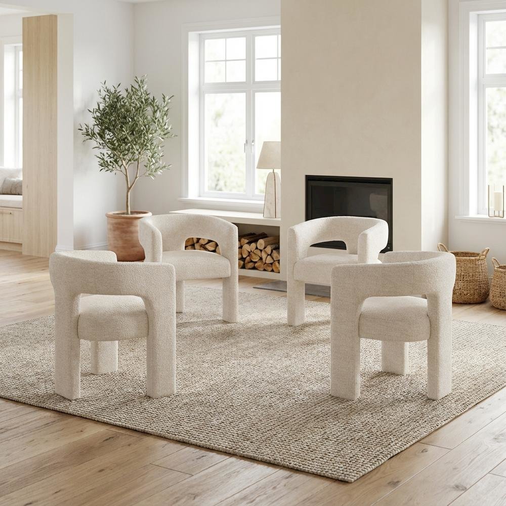 Gwen Modern Luxury Jacquard Fabric Sculpture Armchair - Set of 4. Picture 2