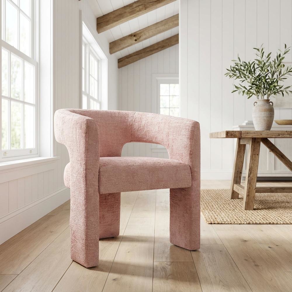 Gwen Modern Luxury Jacquard Fabric Sculpture Armchair - Set of 4. Picture 2