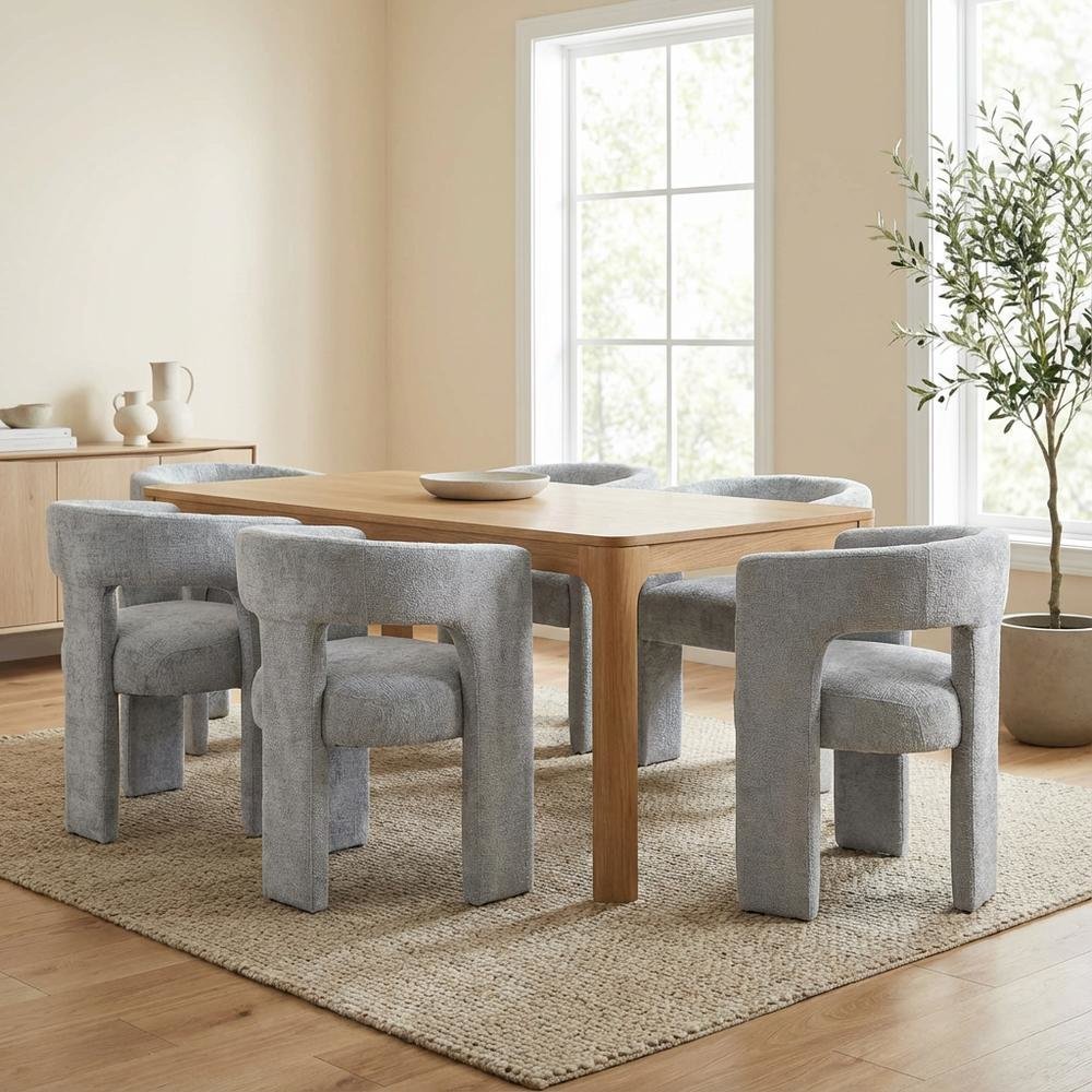 Gwen Modern Luxury Jacquard Fabric Sculpture Armchair - Set of 6. Picture 2