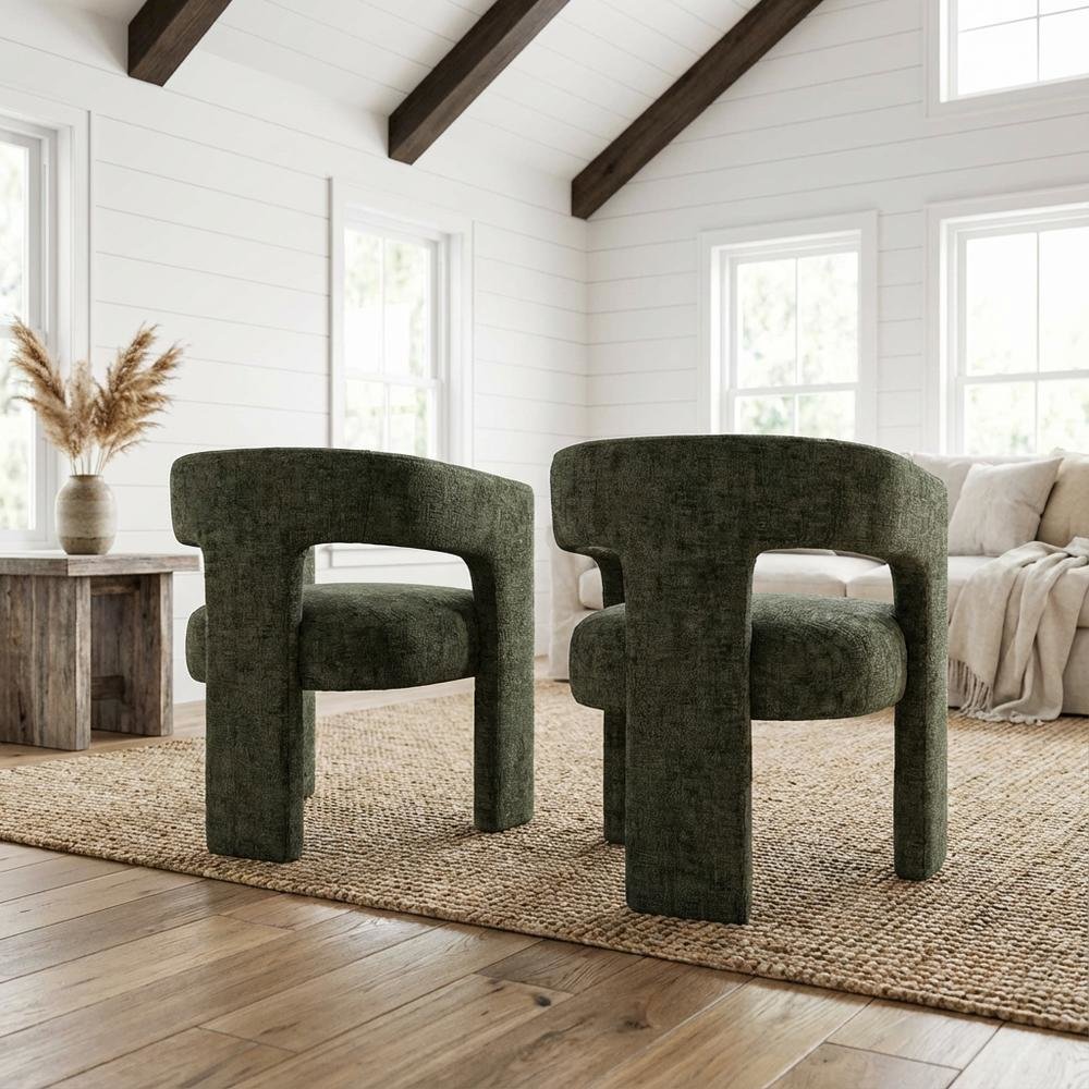 Gwen Modern Luxury Jacquard Fabric Sculpture Armchair - Set of 2. Picture 2