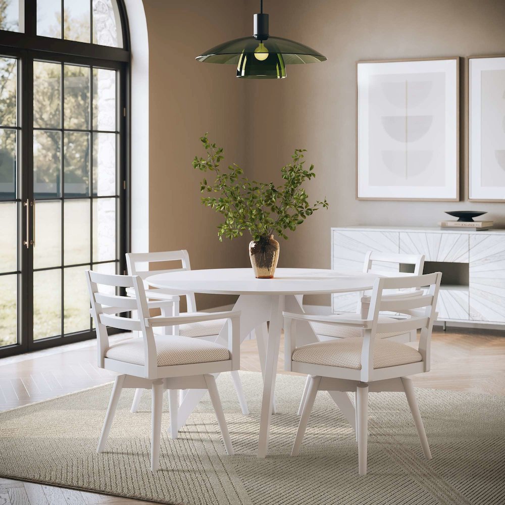 Axis Mid-Century Modern Upholstered Ladderback Swivel Dining Chair - Set of 2. Picture 2