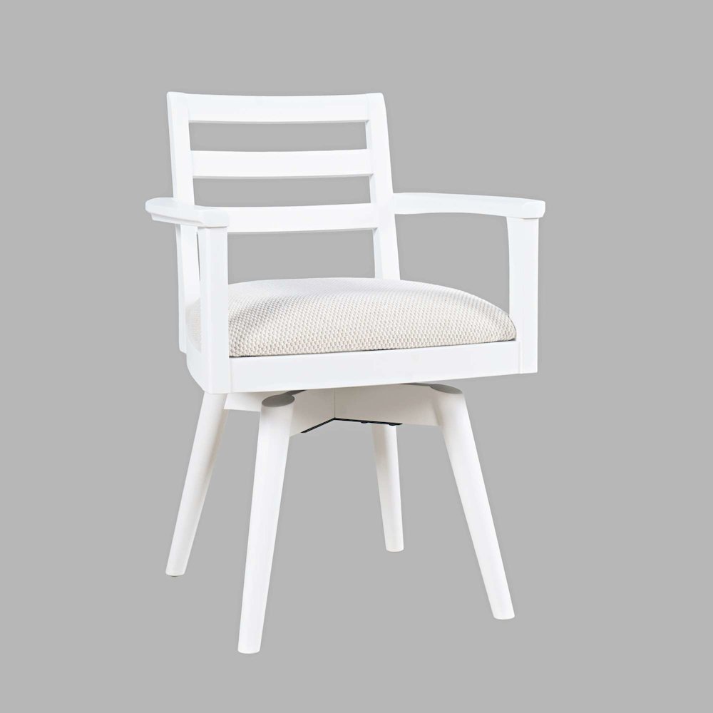 Axis Mid-Century Modern Upholstered Ladderback Swivel Dining Chair - Set of 2. Picture 3