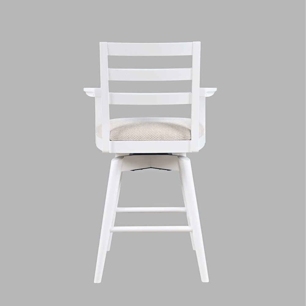 Axis Mid-Century Modern Upholstered Ladderback Swivel Barstool - Set of 2. Picture 5