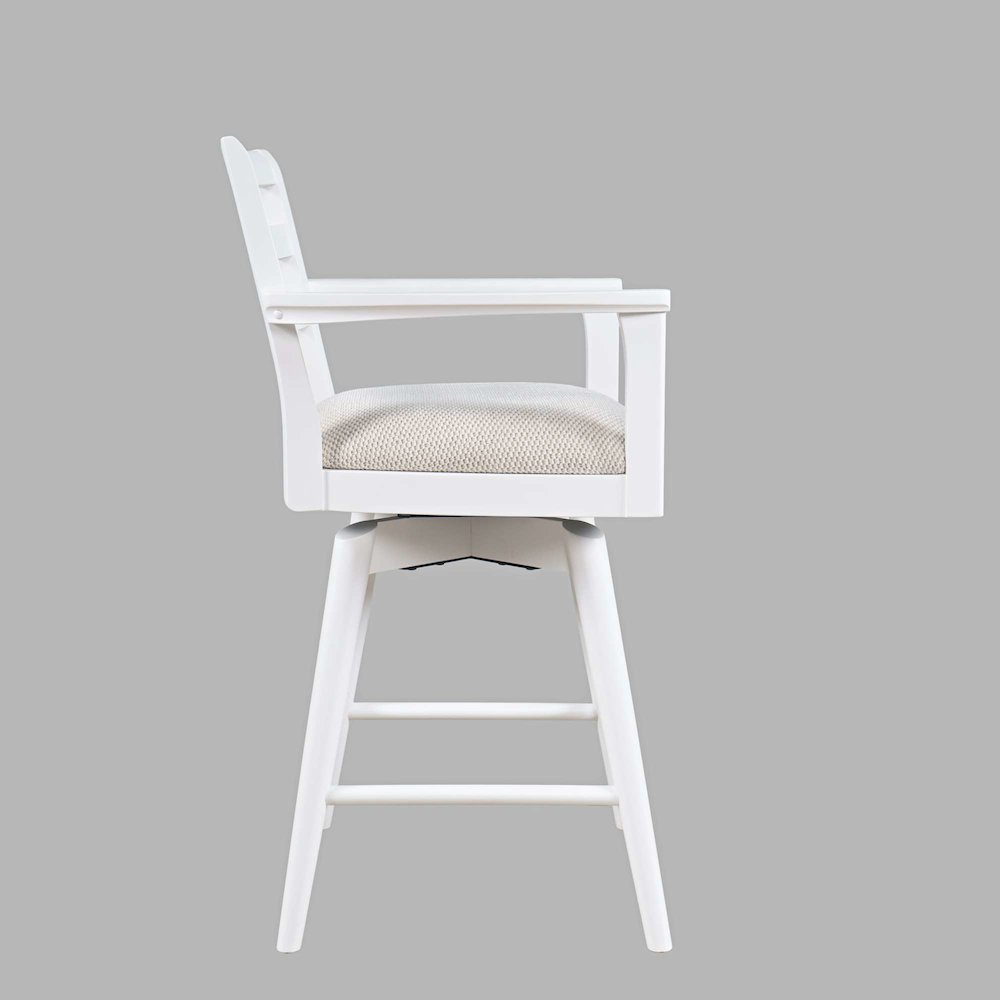 Axis Mid-Century Modern Upholstered Ladderback Swivel Barstool - Set of 2. Picture 6