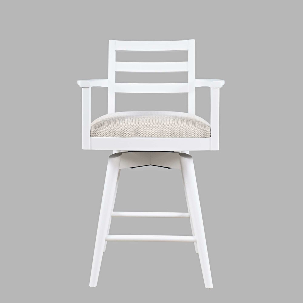 Axis Mid-Century Modern Upholstered Ladderback Swivel Barstool - Set of 2. Picture 1