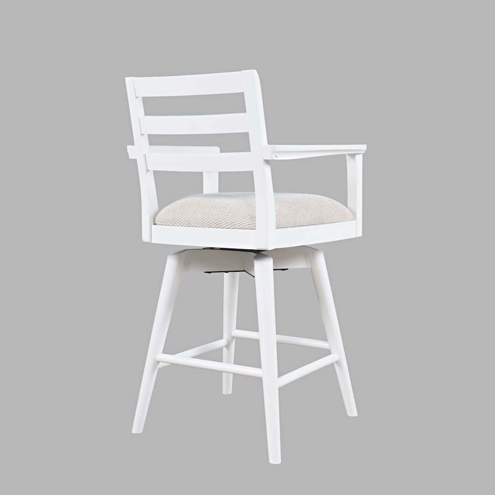 Axis Mid-Century Modern Upholstered Ladderback Swivel Barstool - Set of 2. Picture 7