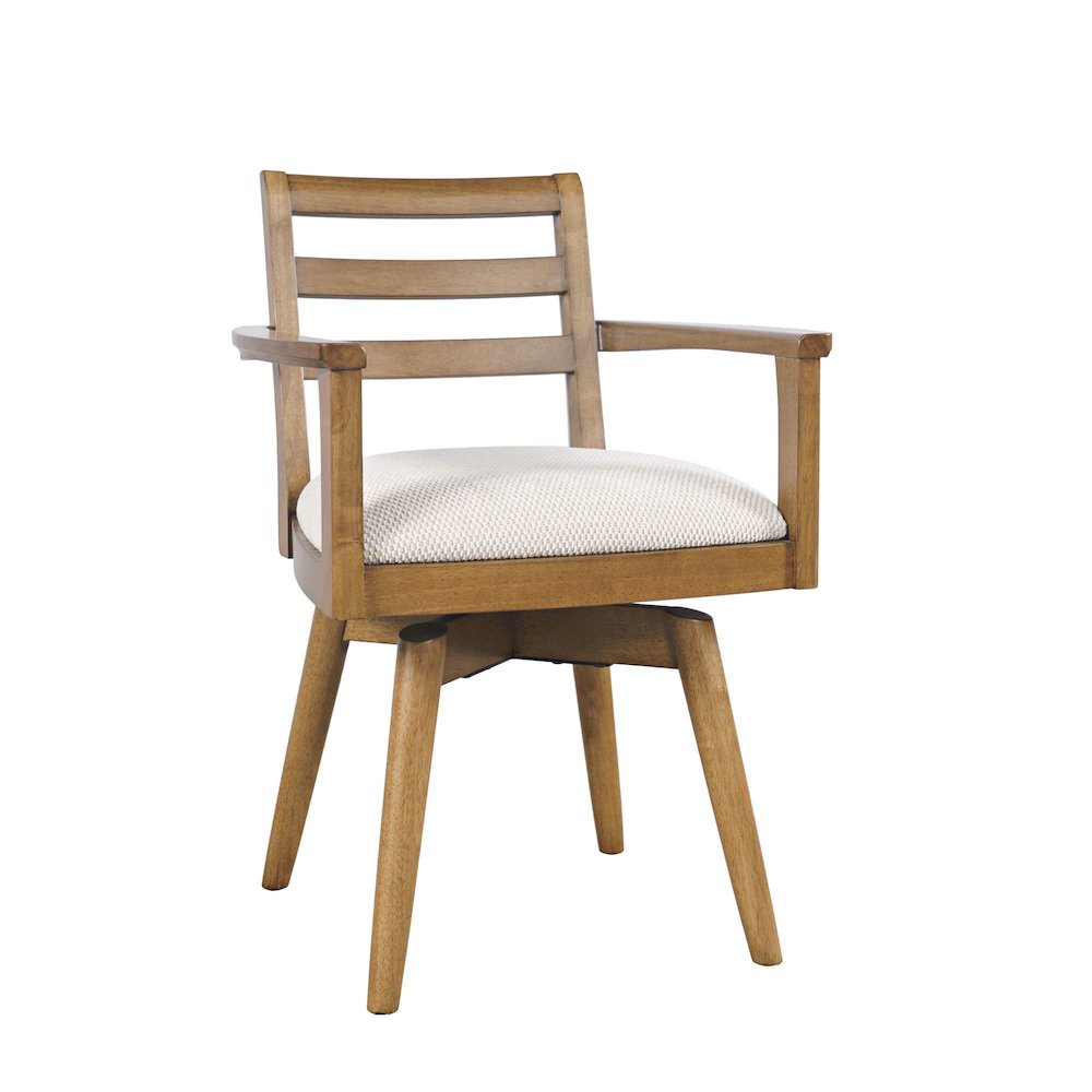 Axis Mid-Century Modern Upholstered Ladderback Swivel Dining Chair - Set of 2. Picture 3