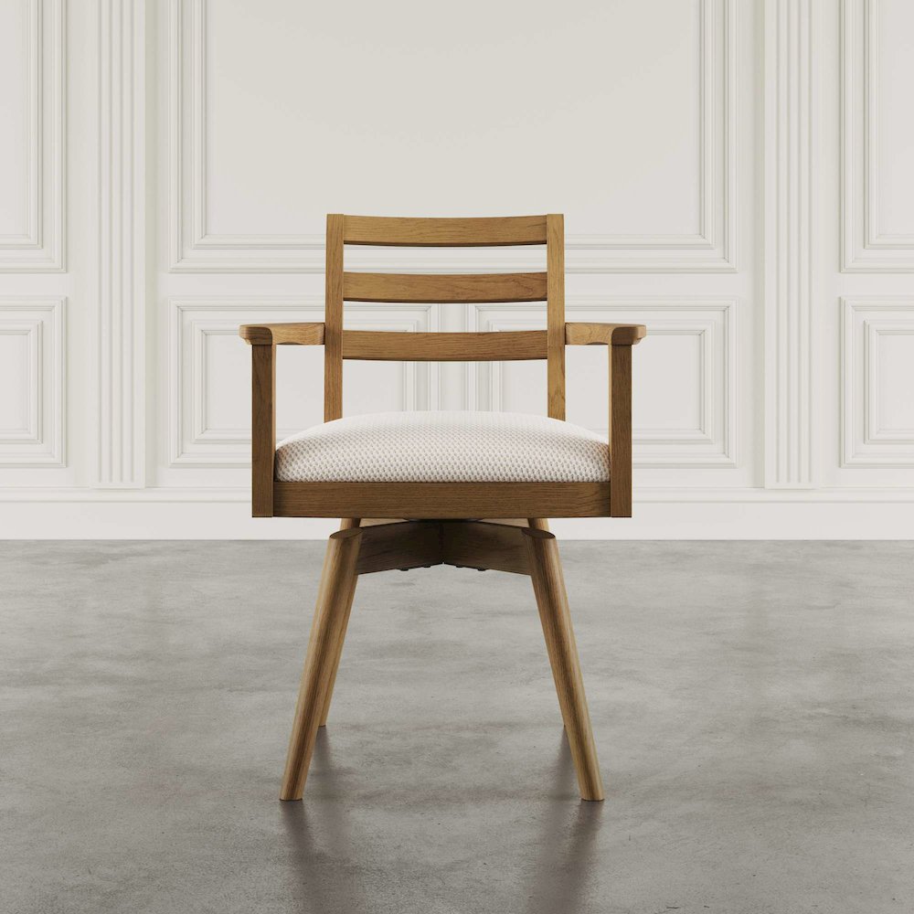 Axis Mid-Century Modern Upholstered Ladderback Swivel Dining Chair - Set of 2. Picture 9