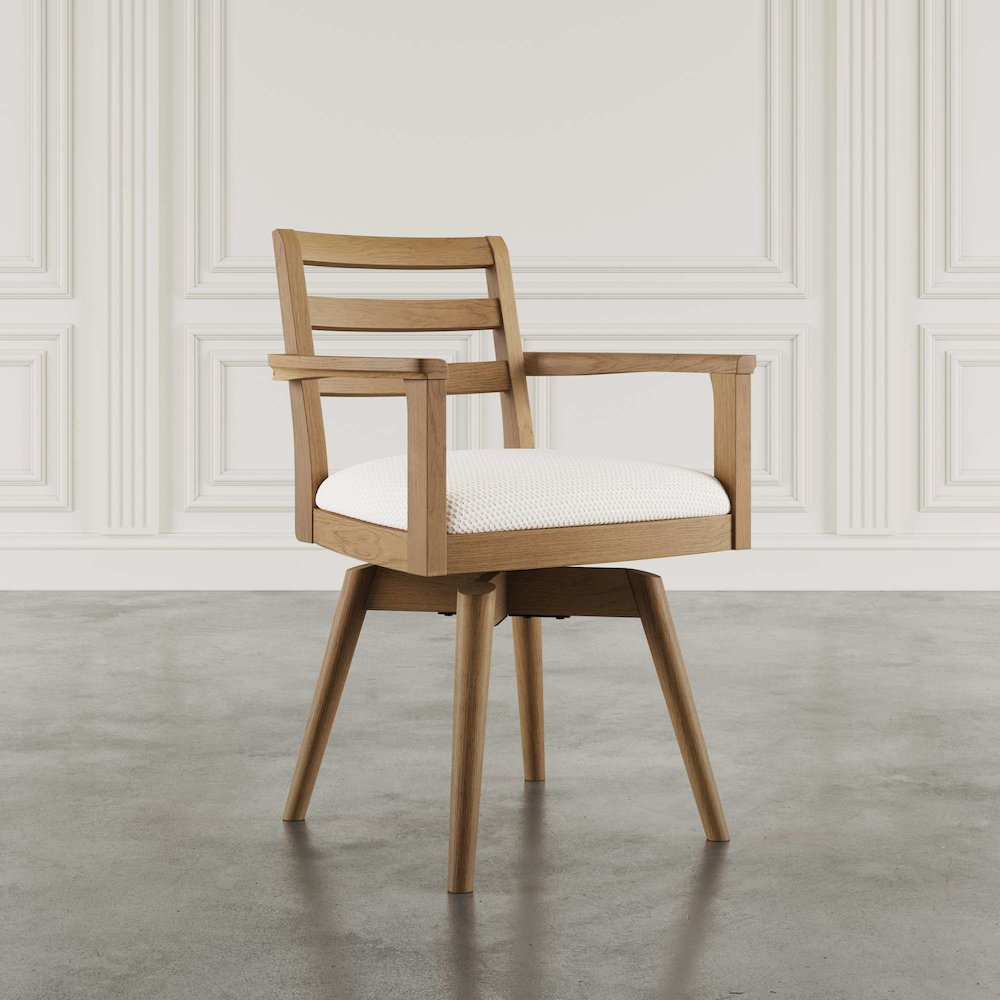 Axis Mid-Century Modern Upholstered Ladderback Swivel Dining Chair - Set of 2. Picture 10