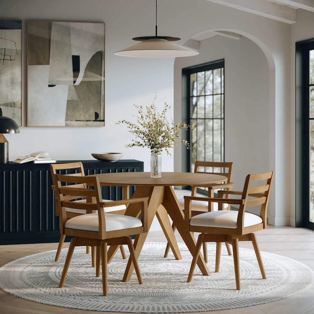 Axis Mid-Century Modern 47" Round Cross-Base Dining Table. Picture 2
