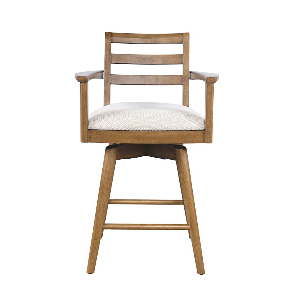 Axis Mid-Century Modern Upholstered Ladderback Swivel Barstool - Set of 2. Picture 1