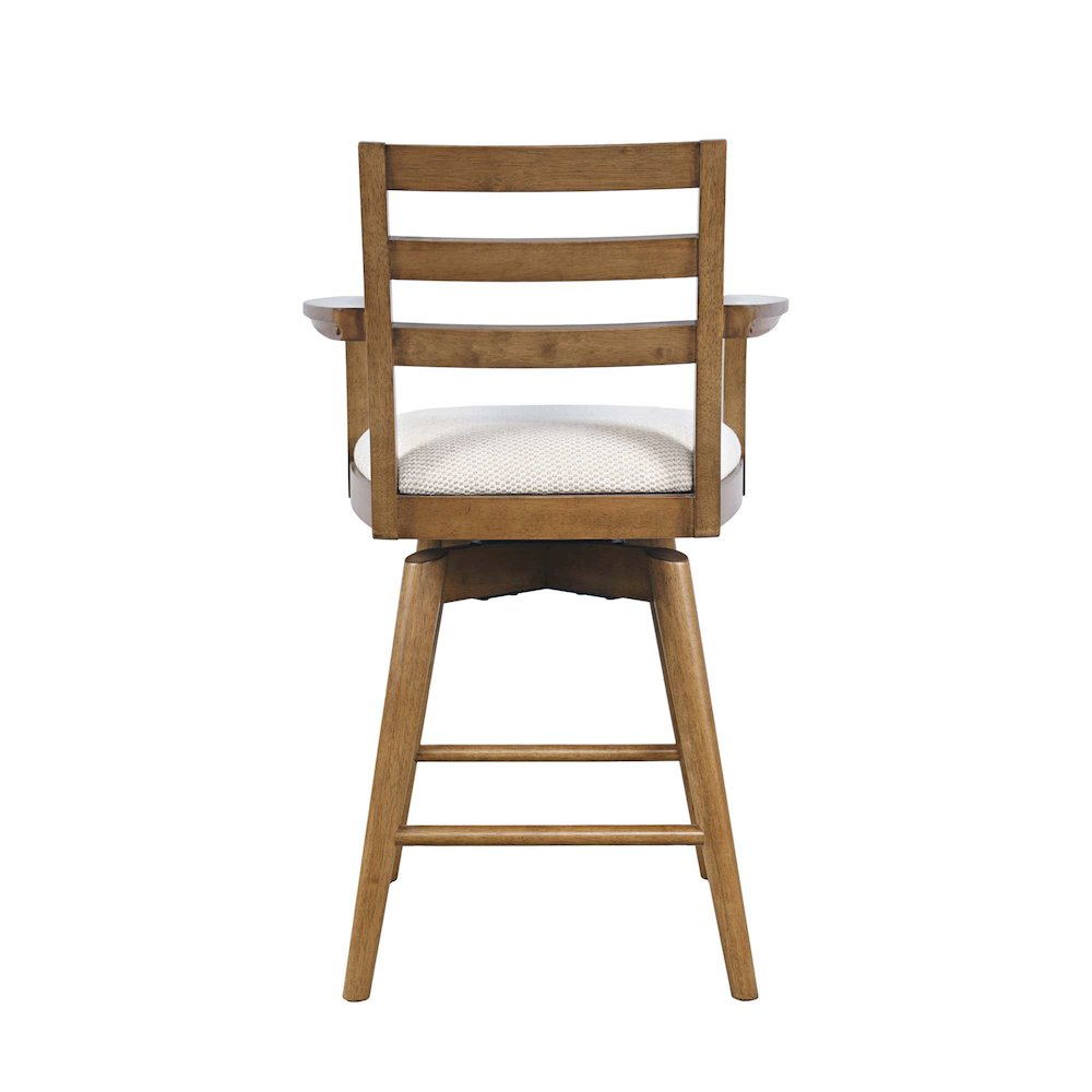 Axis Mid-Century Modern Upholstered Ladderback Swivel Barstool - Set of 2. Picture 5