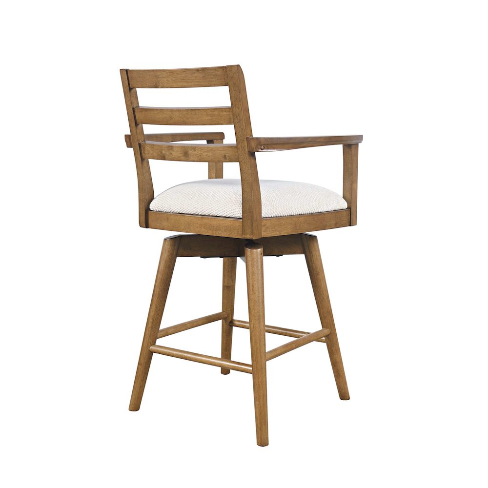 Axis Mid-Century Modern Upholstered Ladderback Swivel Barstool - Set of 2. Picture 7