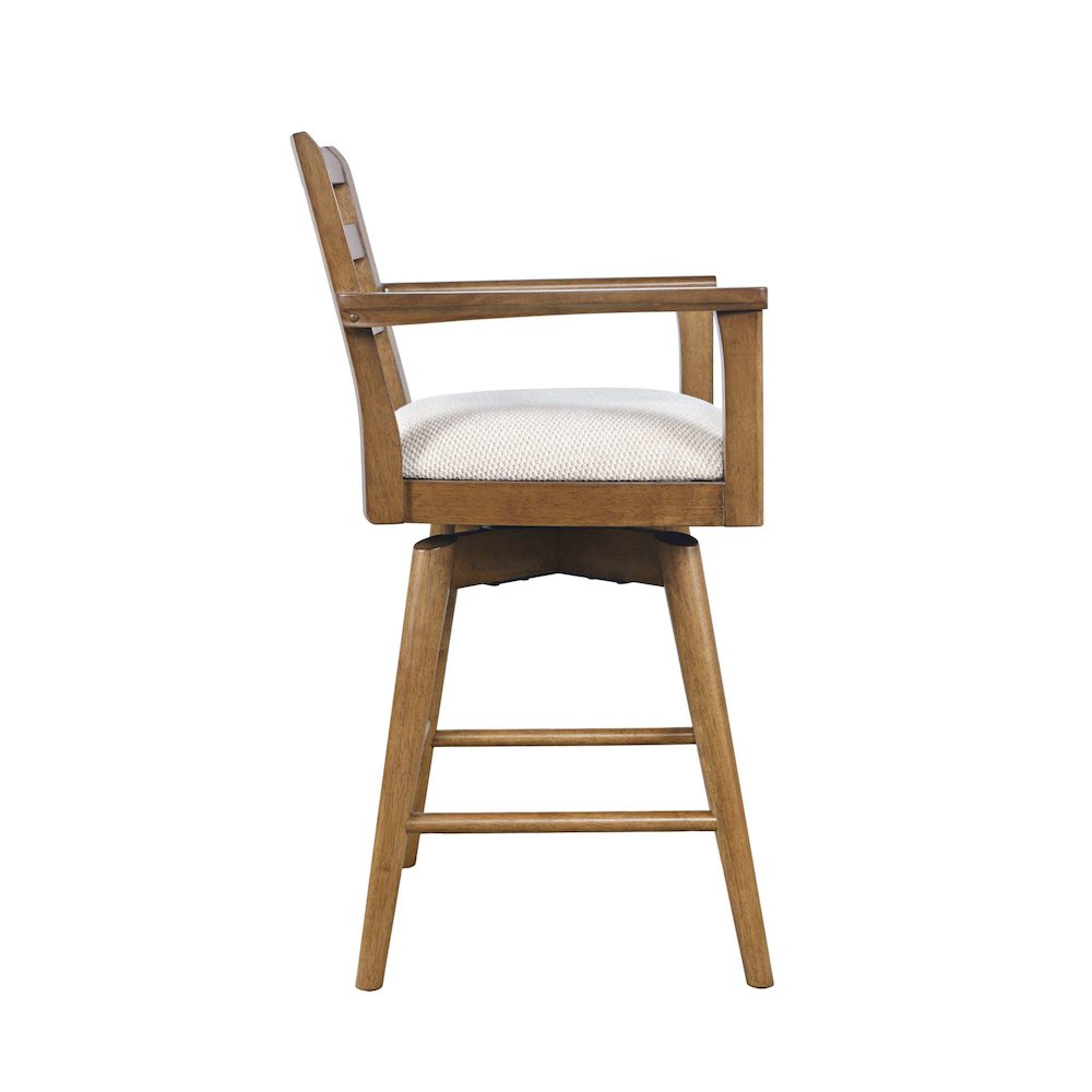 Axis Mid-Century Modern Upholstered Ladderback Swivel Barstool - Set of 2. Picture 6