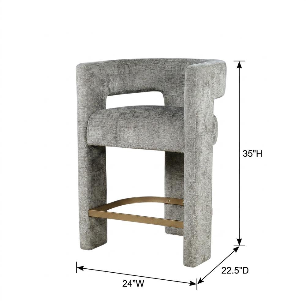 Modern Upholstered Counter Stool, Iron Frame, Grey, Set of 4. Picture 5