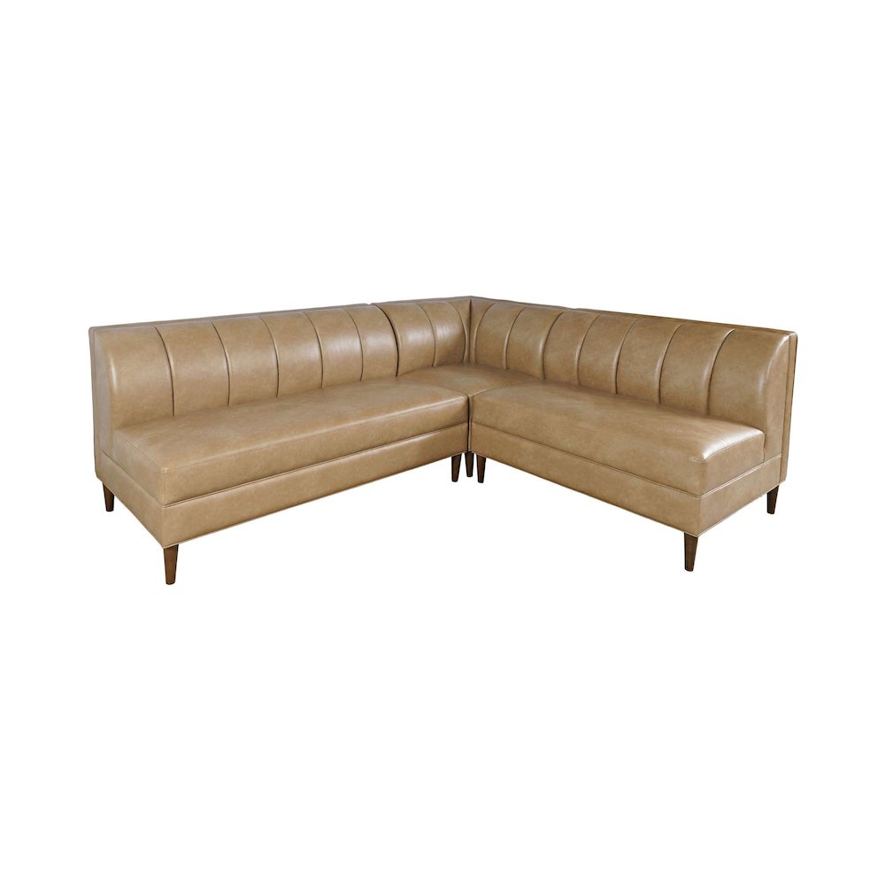 Ruston Modern Banquette Faux Leather Sectional with Five Seats and Corner Wedge. Picture 1