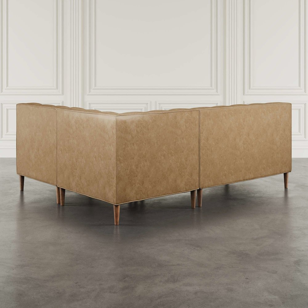 Ruston Modern Banquette Faux Leather Sectional with Five Seats and Corner Wedge. Picture 11