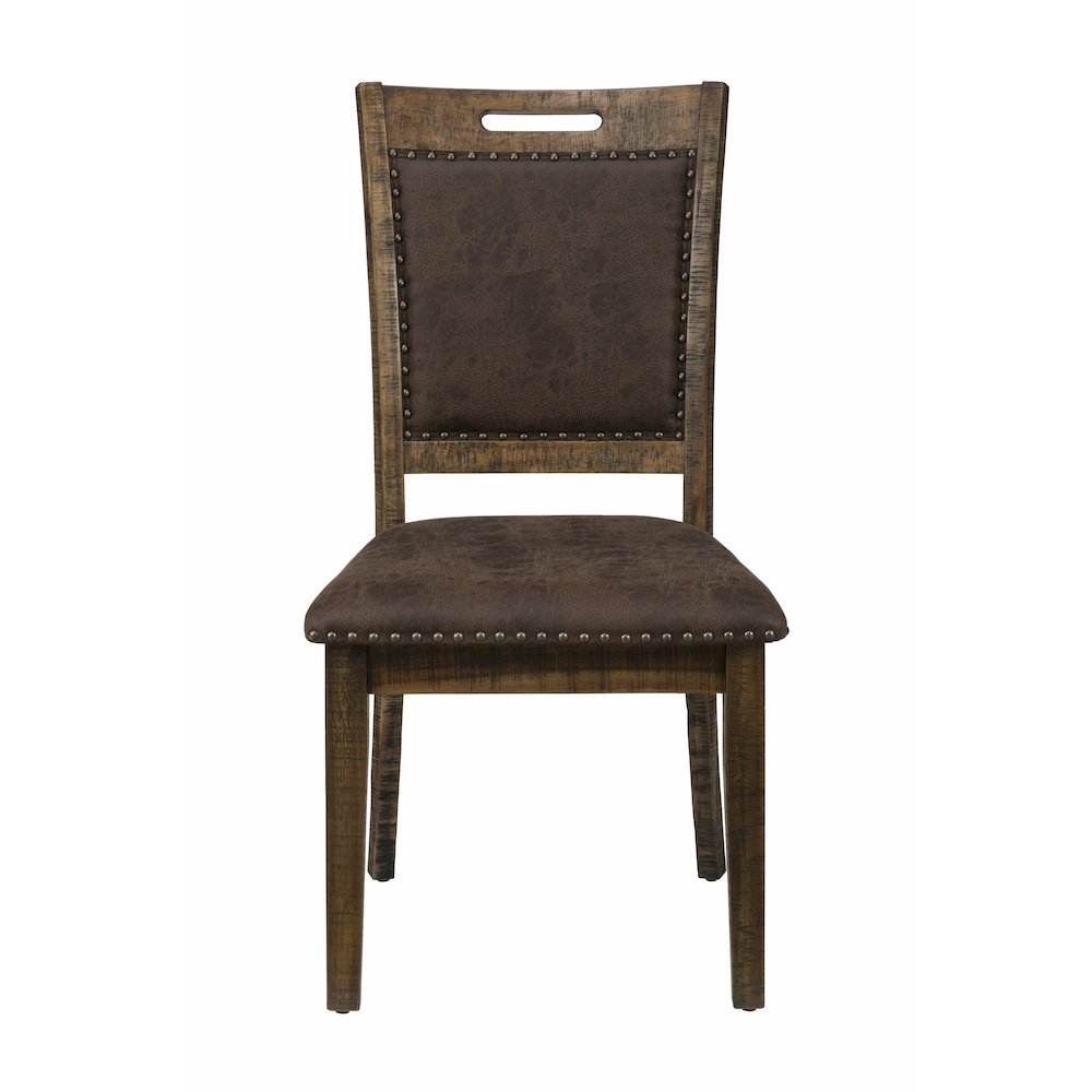 Cannon Valley Rustic Industrial Brown 72" Table + 6 Upholstered Dining Chairs. Picture 7