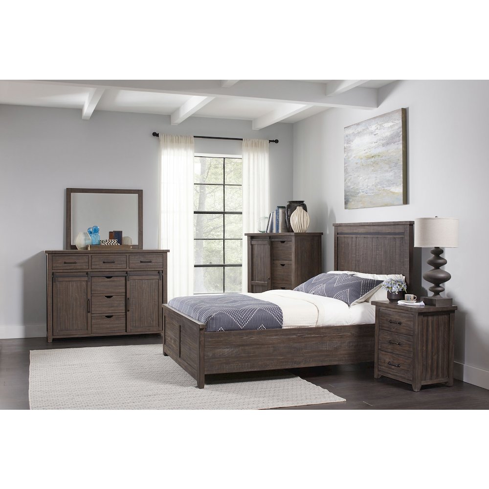 Madison County Rustic Reclaimed Pine Farmhouse King Panel Bed. Picture 4