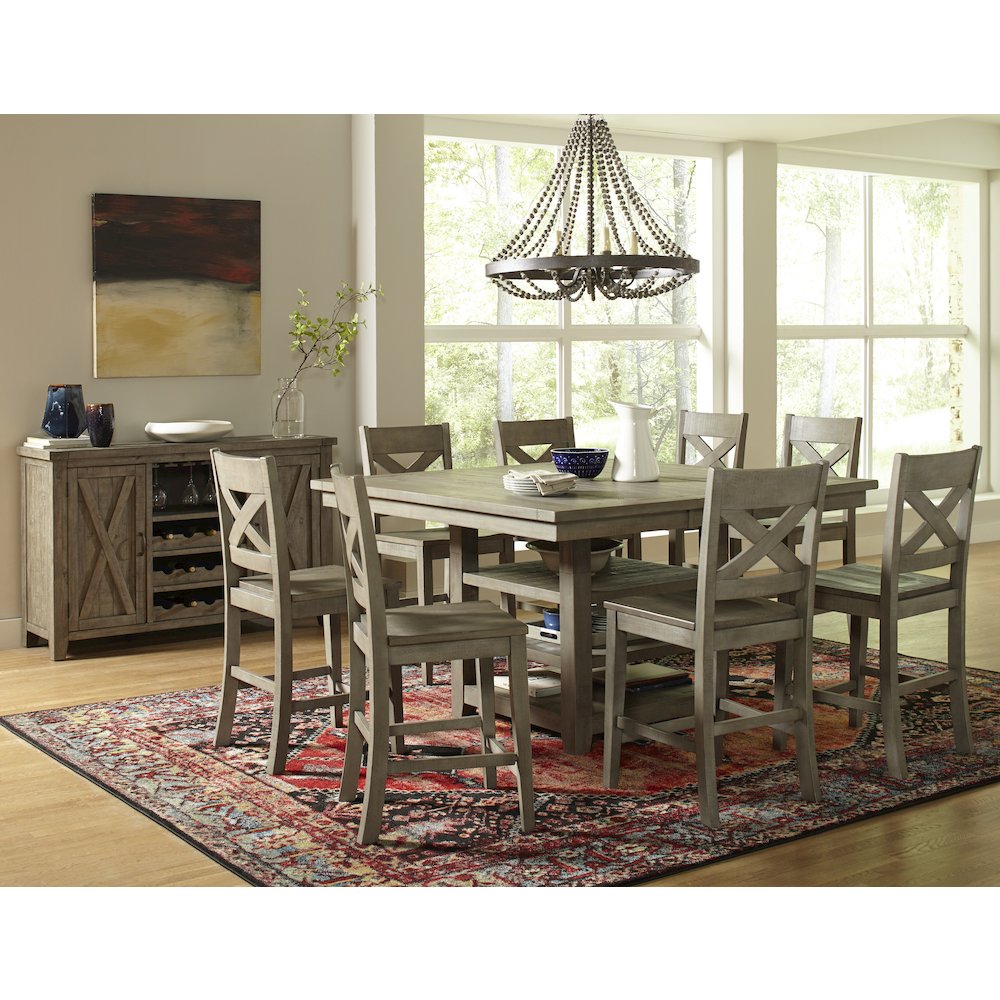 Table from the Outer Banks Coastal Reclaimed Pine 60" Nine-Piece Counter Height Dining Set (SKU: BG3389661). Picture 7