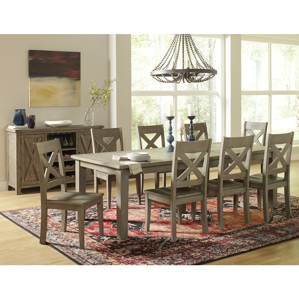 Outer Banks Reclaimed Solid Wood 96" Nine-Piece Farmhouse Dining Set. Picture 9