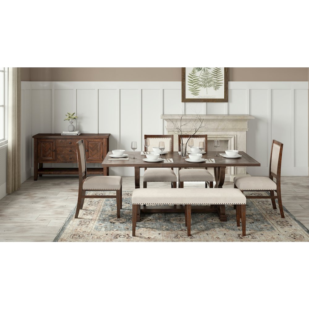 Fairview Transitional Herringbone Modern Distressed Solid Wood Buffet Server. Picture 2