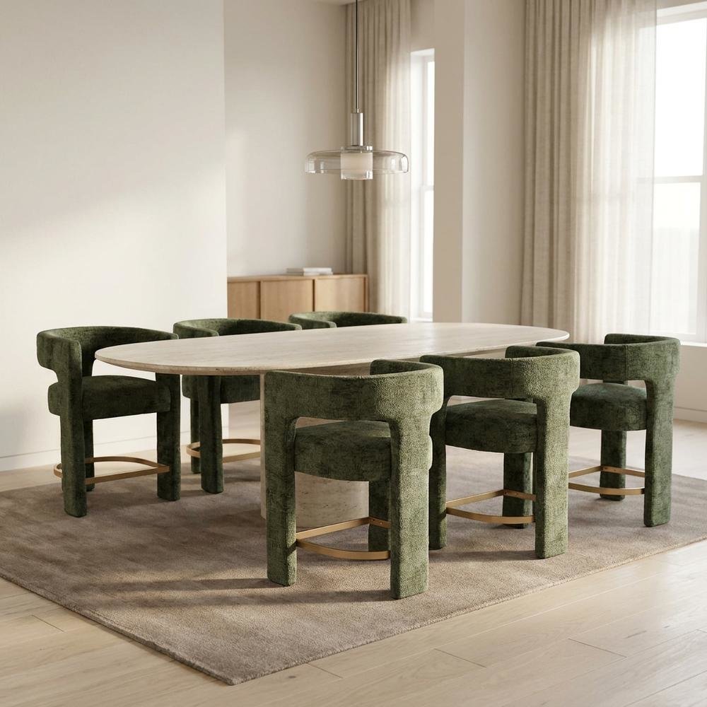 Modern Upholstered Counter Stool, Iron Frame, Forest, Set of 6. Picture 3
