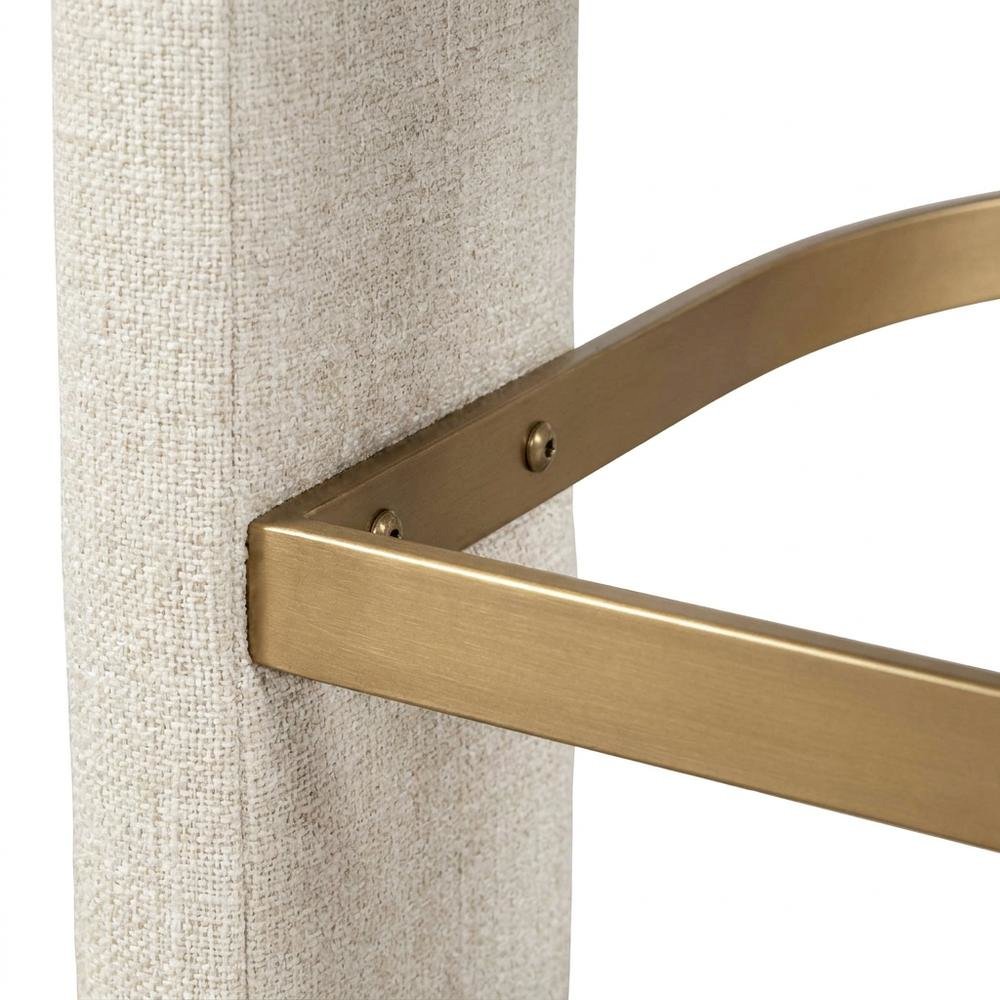 Modern Upholstered Counter Stool, Iron Frame, Natural, Set of 2. Picture 6